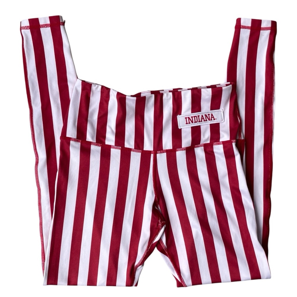 Zoozatz IU Indiana Hoosiers Red and White Stripe Leggings Size Small